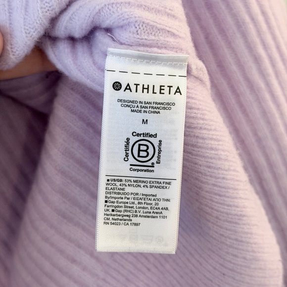 Athleta ‘Layover’ Lavender/Purple V-Neck Merino Wool Sweater - Women’s M - Picture 7 of 7